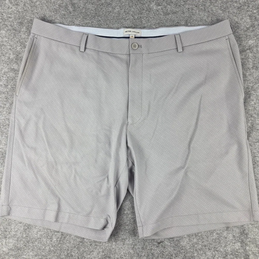 Peter Millar Salem Classic Fit Golf Shorts Mens 40 Grey Performance Geometric